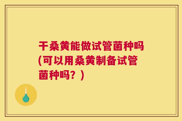 干桑黄能做试管菌种吗(可以用桑黄制备试管菌种吗?) 干桑黄能做试管菌种吗(可以用桑黄制备试管菌种吗?)