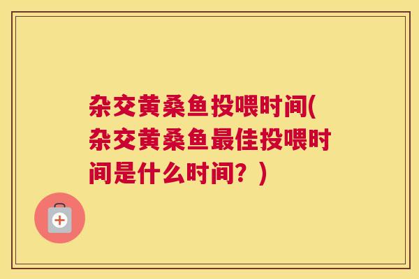 杂交黄桑鱼投喂时间(杂交黄桑鱼佳投喂时间是什么时间?) 杂交黄桑鱼投喂时间(杂交黄桑鱼佳投喂时间是什么时间?)