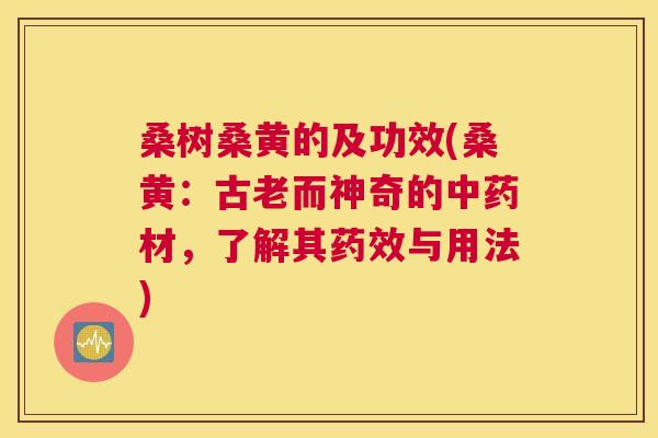 桑树桑黄的及功效(桑黄:古老而神奇的材,了解其与用法) 桑树桑黄的及功效(桑黄:古老而神奇的材,了解其与用法)