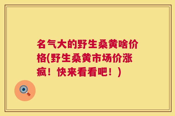 名气大的野生桑黄啥价格(野生桑黄市场价涨疯！快来看看吧！)
