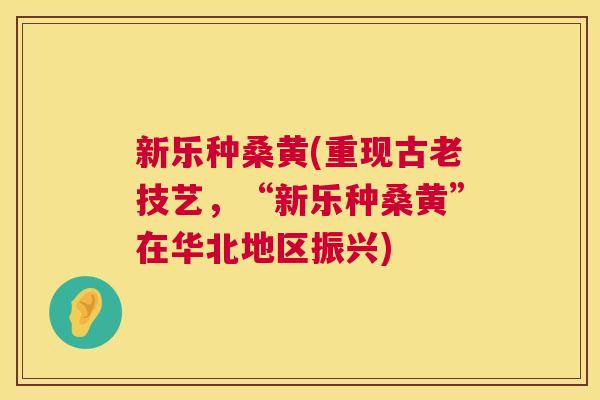 新乐种桑黄(重现古老技艺,“新乐种桑黄”在华北地区振兴) 新乐种桑黄(重现古老技艺,“新乐种桑黄”在华北地区振兴)