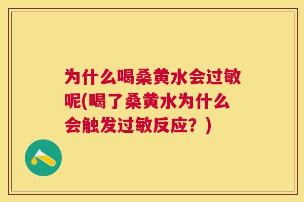 为什么喝桑黄水会呢(喝了桑黄水为什么会触发反应?) 为什么喝桑黄水会呢(喝了桑黄水为什么会触发反应?)
