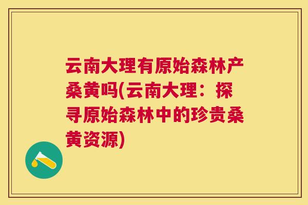 云南大理有原始森林产桑黄吗(云南大理:探寻原始森林中的珍贵桑黄资源) 云南大理有原始森林产桑黄吗(云南大理:探寻原始森林中的珍贵桑黄资源)