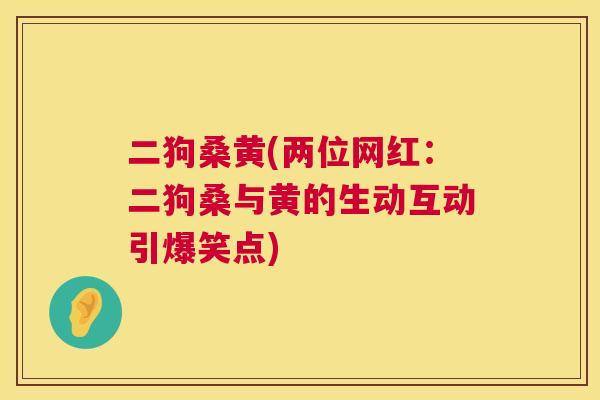 二狗桑黄(两位网红:二狗桑与黄的生动互动引爆笑点) 二狗桑黄(两位网红:二狗桑与黄的生动互动引爆笑点)