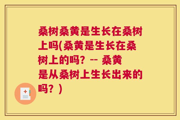 桑树桑黄是生长在桑树上吗(桑黄是生长在桑树上的吗?-- 桑黄是从桑树上生长出来的吗?) 桑树桑黄是生长在桑树上吗(桑黄是生长在桑树上的吗?-- 桑黄是从桑树上生长出来的吗?)