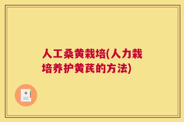 人工桑黄栽培(人力栽培养护黄芪的方法) 人工桑黄栽培(人力栽培养护黄芪的方法)