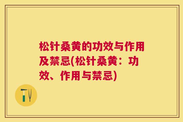 松针桑黄的功效与作用及禁忌(松针桑黄:功效、作用与禁忌) 松针桑黄的功效与作用及禁忌(松针桑黄:功效、作用与禁忌)