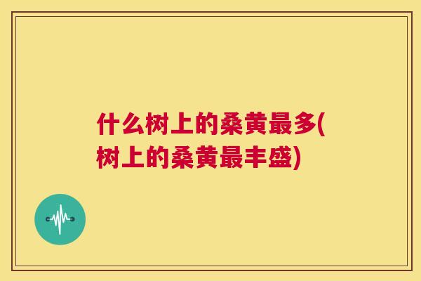 什么树上的桑黄多(树上的桑黄丰盛) 什么树上的桑黄多(树上的桑黄丰盛)