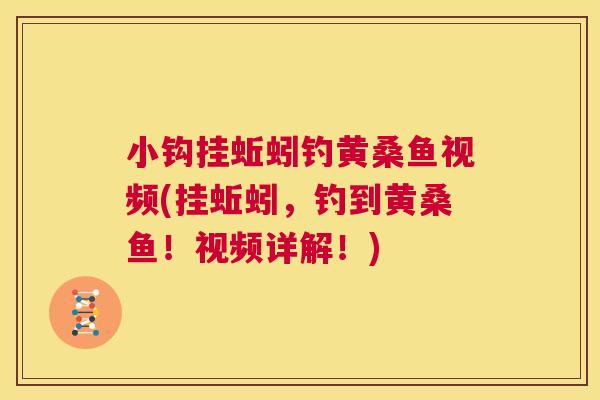 小钩挂蚯蚓钓黄桑鱼视频(挂蚯蚓,钓到黄桑鱼!视频详解!) 小钩挂蚯蚓钓黄桑鱼视频(挂蚯蚓,钓到黄桑鱼!视频详解!)