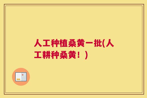 人工种植桑黄一批(人工耕种桑黄!) 人工种植桑黄一批(人工耕种桑黄!)
