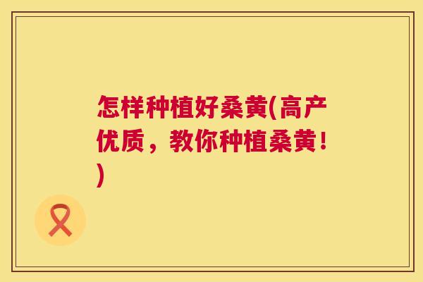 怎样种植好桑黄(高产优质,教你种植桑黄!) 怎样种植好桑黄(高产优质,教你种植桑黄!)