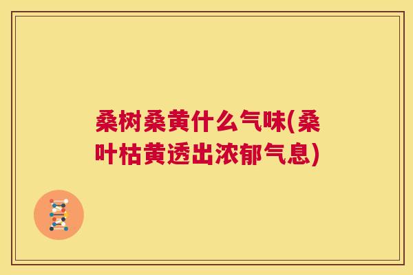 桑树桑黄什么气味(桑叶枯黄透出浓郁气息) 桑树桑黄什么气味(桑叶枯黄透出浓郁气息)