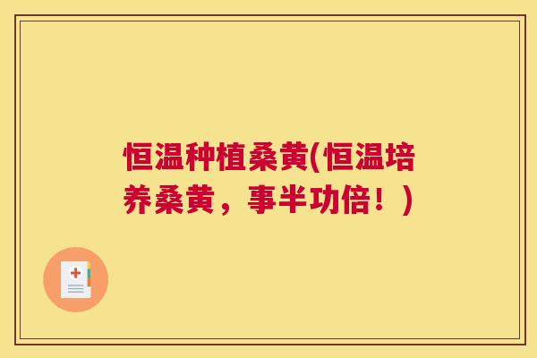 恒温种植桑黄(恒温培养桑黄,事半功倍!) 恒温种植桑黄(恒温培养桑黄,事半功倍!)