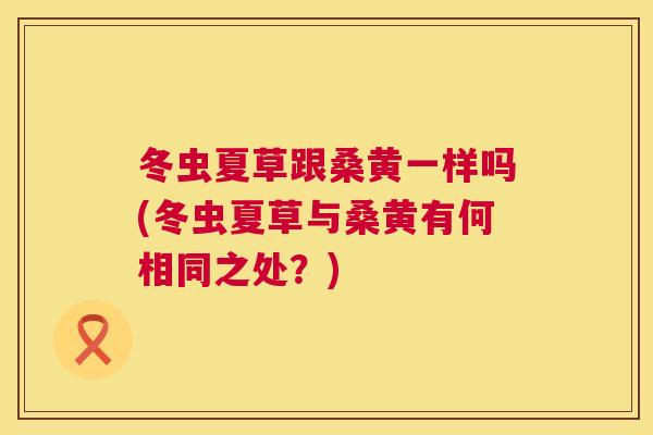冬虫夏草跟桑黄一样吗(冬虫夏草与桑黄有何相同之处?) 冬虫夏草跟桑黄一样吗(冬虫夏草与桑黄有何相同之处?)