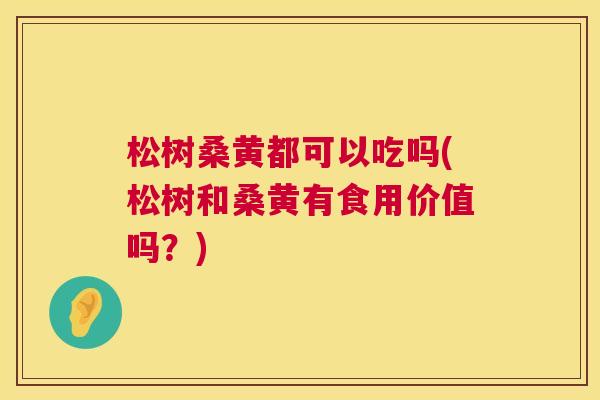 松树桑黄都可以吃吗(松树和桑黄有食用价值吗?) 松树桑黄都可以吃吗(松树和桑黄有食用价值吗?)