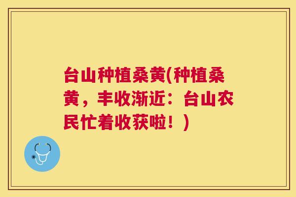 台山种植桑黄(种植桑黄,丰收渐近:台山农民忙着收获啦!) 台山种植桑黄(种植桑黄,丰收渐近:台山农民忙着收获啦!)