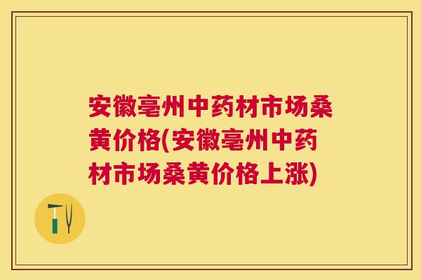 安徽亳州材市场桑黄价格(安徽亳州材市场桑黄价格上涨) 安徽亳州材市场桑黄价格(安徽亳州材市场桑黄价格上涨)