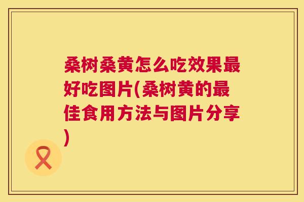 桑树桑黄怎么吃效果好吃图片(桑树黄的佳食用方法与图片分享)