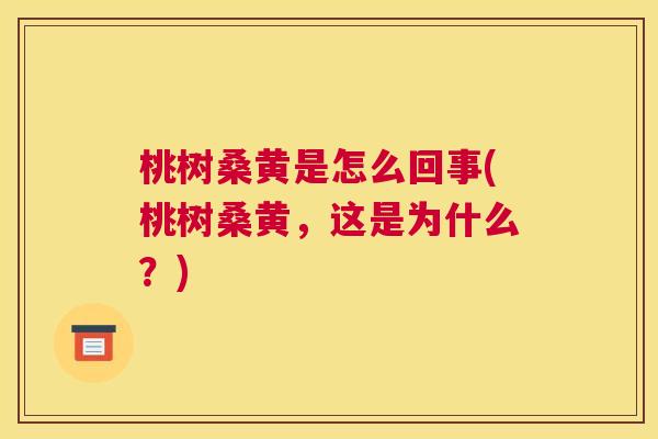 桃树桑黄是怎么回事(桃树桑黄,这是为什么?) 桃树桑黄是怎么回事(桃树桑黄,这是为什么?)