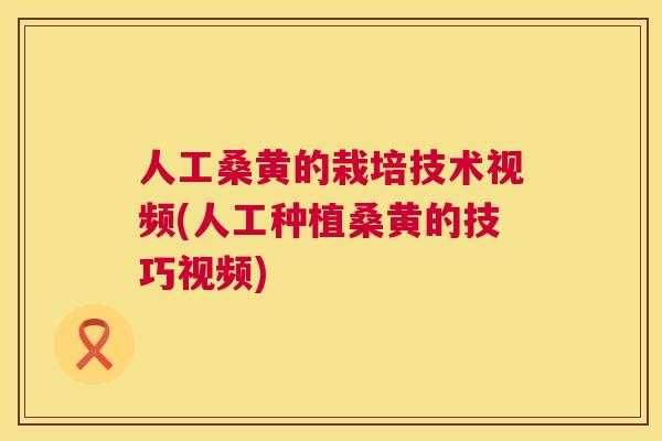 人工桑黄的栽培技术视频(人工种植桑黄的技巧视频) 人工桑黄的栽培技术视频(人工种植桑黄的技巧视频)