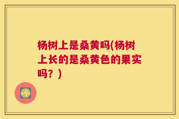 杨树上是桑黄吗(杨树上长的是桑黄色的果实吗?) 杨树上是桑黄吗(杨树上长的是桑黄色的果实吗?)