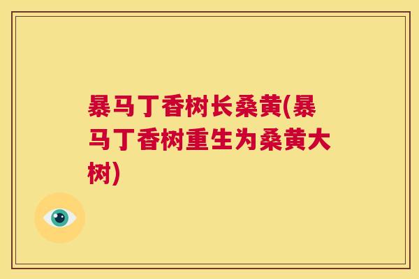 暴马丁香树长桑黄(暴马丁香树重生为桑黄大树) 暴马丁香树长桑黄(暴马丁香树重生为桑黄大树)