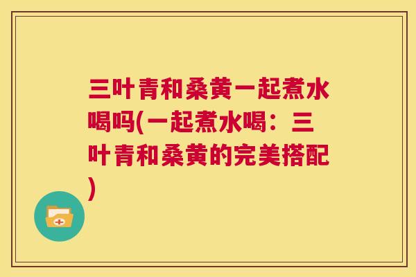 三叶青和桑黄一起煮水喝吗(一起煮水喝:三叶青和桑黄的完美搭配) 三叶青和桑黄一起煮水喝吗(一起煮水喝:三叶青和桑黄的完美搭配)