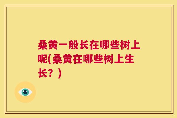 桑黄一般长在哪些树上呢(桑黄在哪些树上生长?) 桑黄一般长在哪些树上呢(桑黄在哪些树上生长?)