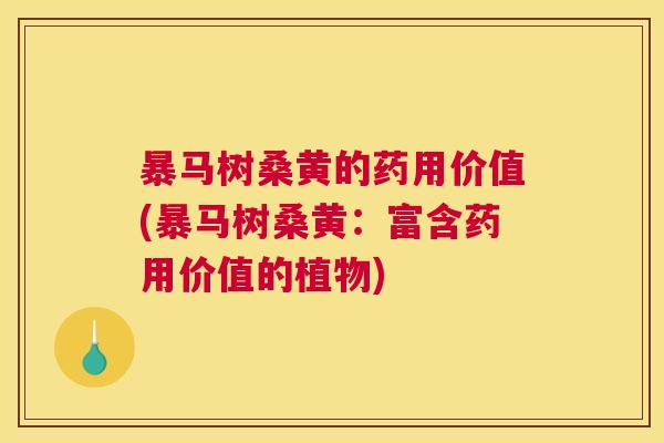 暴马树桑黄的药用价值(暴马树桑黄:富含药用价值的植物) 暴马树桑黄的药用价值(暴马树桑黄:富含药用价值的植物)