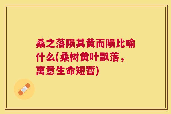 桑之落陨其黄而陨比喻什么(桑树黄叶飘落,寓意生命短暂) 桑之落陨其黄而陨比喻什么(桑树黄叶飘落,寓意生命短暂)