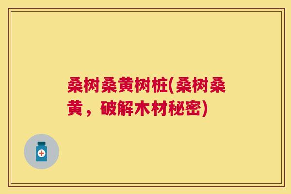 桑树桑黄树桩(桑树桑黄,破解木材秘密) 桑树桑黄树桩(桑树桑黄,破解木材秘密)