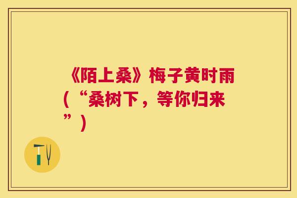 《陌上桑》梅子黄时雨(“桑树下,等你归来”) 《陌上桑》梅子黄时雨(“桑树下,等你归来”)