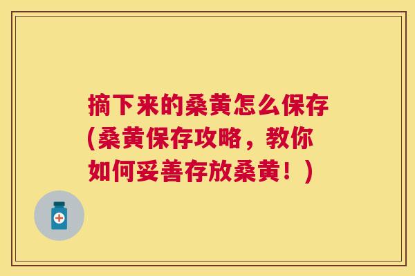 摘下来的桑黄怎么保存(桑黄保存攻略,教你如何妥善存放桑黄!) 摘下来的桑黄怎么保存(桑黄保存攻略,教你如何妥善存放桑黄!)