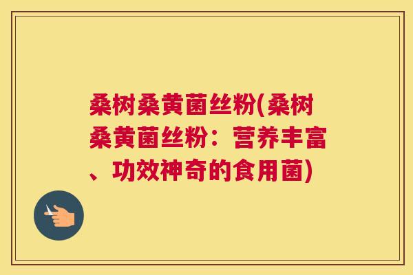桑树桑黄菌丝粉(桑树桑黄菌丝粉：营养丰富、功效神奇的食用菌)
