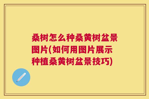 桑树怎么种桑黄树盆景图片(如何用图片展示种植桑黄树盆景技巧)