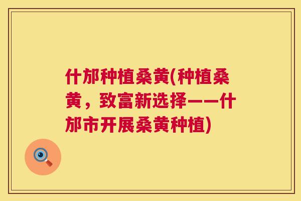 什邡种植桑黄(种植桑黄,致富新选择——什邡市开展桑黄种植) 什邡种植桑黄(种植桑黄,致富新选择——什邡市开展桑黄种植)