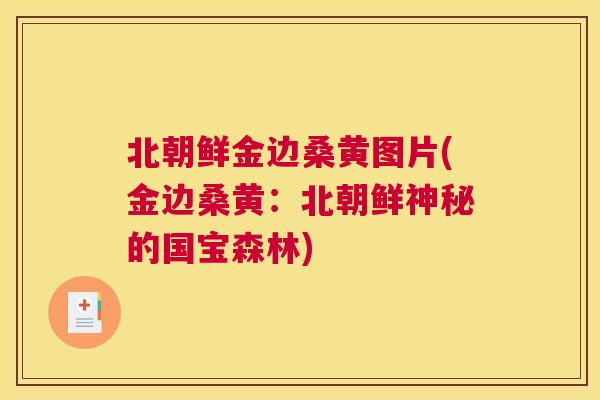 北朝鲜金边桑黄图片(金边桑黄:北朝鲜神秘的国宝森林) 北朝鲜金边桑黄图片(金边桑黄:北朝鲜神秘的国宝森林)
