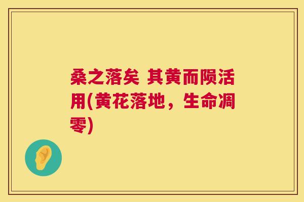 桑之落矣 其黄而陨活用(黄花落地,生命凋零) 桑之落矣 其黄而陨活用(黄花落地,生命凋零)
