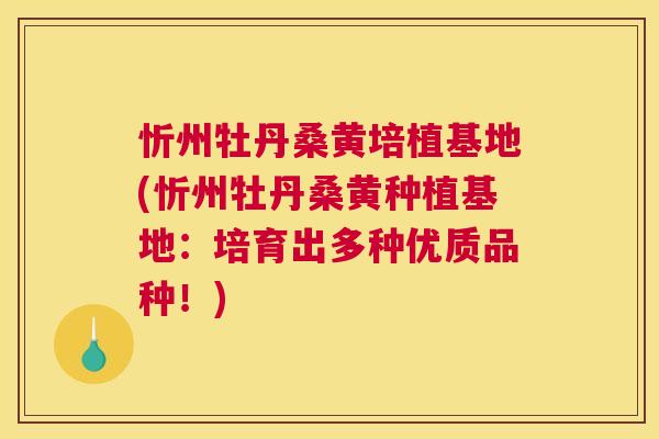 忻州牡丹桑黄培植基地(忻州牡丹桑黄种植基地:培育出多种优质品种!) 忻州牡丹桑黄培植基地(忻州牡丹桑黄种植基地:培育出多种优质品种!)