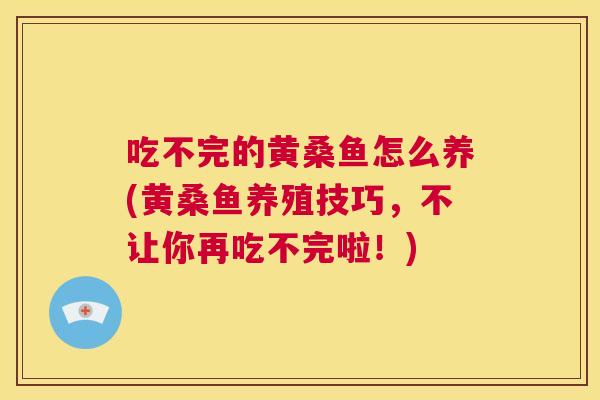 吃不完的黄桑鱼怎么养(黄桑鱼养殖技巧,不让你再吃不完啦!) 吃不完的黄桑鱼怎么养(黄桑鱼养殖技巧,不让你再吃不完啦!)