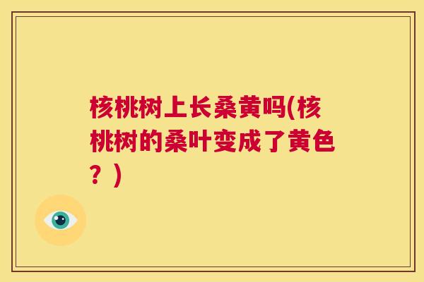 核桃树上长桑黄吗(核桃树的桑叶变成了黄色？)