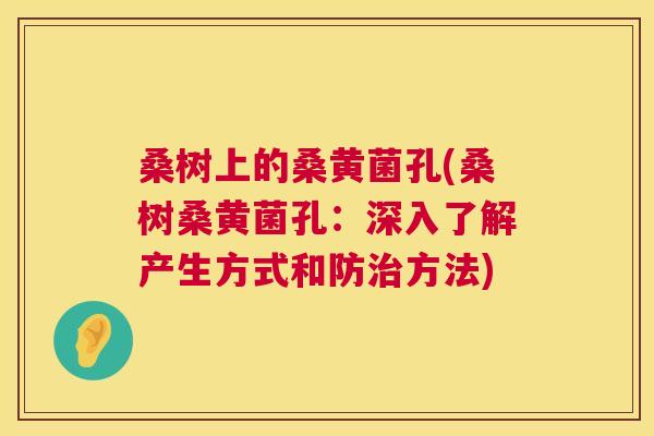 桑树上的桑黄菌孔(桑树桑黄菌孔:深入了解产生方式和防方法) 桑树上的桑黄菌孔(桑树桑黄菌孔:深入了解产生方式和防方法)