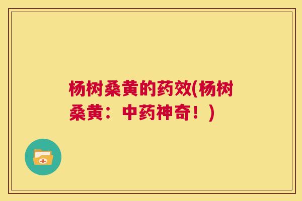 杨树桑黄的(杨树桑黄:神奇!) 杨树桑黄的(杨树桑黄:神奇!)