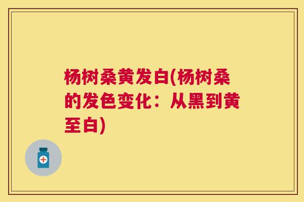 杨树桑黄发白(杨树桑的发色变化:从黑到黄至白) 杨树桑黄发白(杨树桑的发色变化:从黑到黄至白)