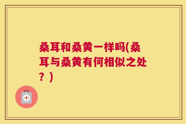 桑耳和桑黄一样吗(桑耳与桑黄有何相似之处?) 桑耳和桑黄一样吗(桑耳与桑黄有何相似之处?)