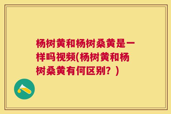 杨树黄和杨树桑黄是一样吗视频(杨树黄和杨树桑黄有何区别?) 杨树黄和杨树桑黄是一样吗视频(杨树黄和杨树桑黄有何区别?)