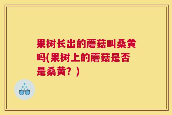 果树长出的蘑菇叫桑黄吗(果树上的蘑菇是否是桑黄?) 果树长出的蘑菇叫桑黄吗(果树上的蘑菇是否是桑黄?)