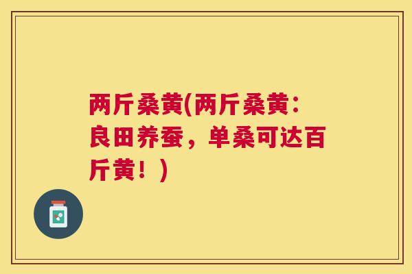 两斤桑黄(两斤桑黄:良田养蚕,单桑可达百斤黄!) 两斤桑黄(两斤桑黄:良田养蚕,单桑可达百斤黄!)