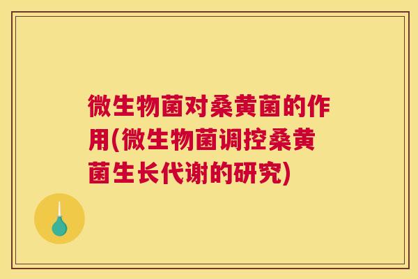 微生物菌对桑黄菌的作用(微生物菌调控桑黄菌生长代谢的研究) 微生物菌对桑黄菌的作用(微生物菌调控桑黄菌生长代谢的研究)