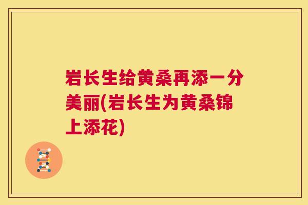 岩长生给黄桑再添一分美丽(岩长生为黄桑锦上添花) 岩长生给黄桑再添一分美丽(岩长生为黄桑锦上添花)